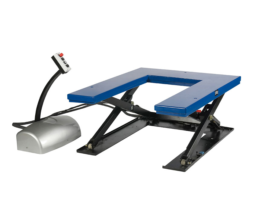 elektrisk løftebord med u-form og lav læssehøjde